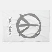 平和なヒッピーのための平和シンボルヴィンテージサイン キッチンタオル (横)