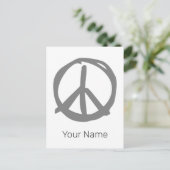 平和なヒッピーのための平和シンボルヴィンテージサイン シーズンポストカード (スタンド正面)