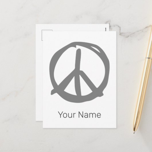 平和なヒッピーのための平和シンボルヴィンテージサイン シーズンポストカード (正面/裏面インサイチュ)