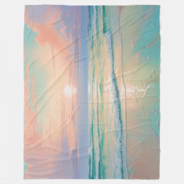 平和なビーチの夕日、自然の風景 フリースブランケット