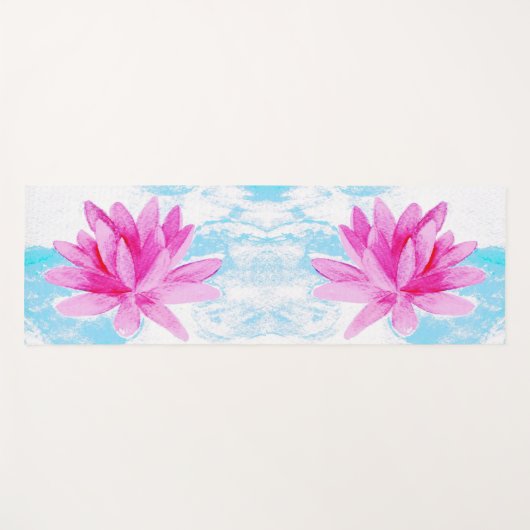 平和なピンクの蓮絵画の花 ヨガマット (正面(横))