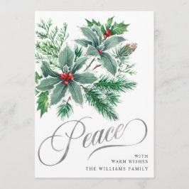 平和なホリーデーシーズンを願う ホリーの葉と実のクリスマスカード シーズンカード