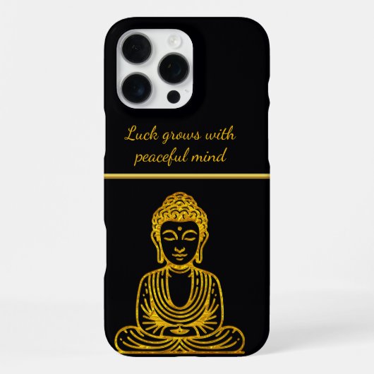 平和なポーズの黄金の仏陀 iPhoneケース (裏面)