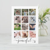 平和なモダンミニマルなクリスマス写真コラージュ シーズンカード (スタンド正面)