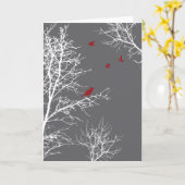 平和な冬のシルエットの木および鳥 カード (黄色い花)