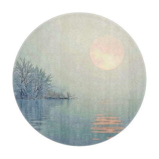 平和な冬のモーニングアート カッティングボード (正面)