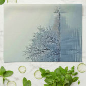 平和な冬のモーニングアート キッチンタオル (折り畳み)