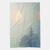 平和な冬のモーニングアート キッチンタオル (縦)