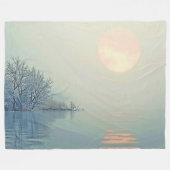 平和な冬のモーニングアート フリースブランケット (正面(横))