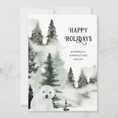 平和な冬の森のビジネスホリデー シーズンカード (正面)