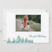 平和な冬の森の水の色のクリスマスフォト シーズンカード (正面)