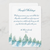 平和な冬の森の水の色のスクリプトクリスマス シーズンカード (正面/裏面)