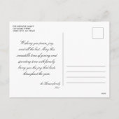 平和な冬の森の水の色のスクリプトクリスマス シーズンポストカード (裏面)