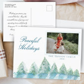 平和な冬の森の水の色の写真クリスマス シーズンポストカード