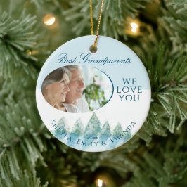 平和な冬の森の水の色の写真クリスマス セラミックオーナメント