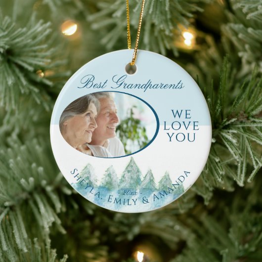 平和な冬の森の水の色の写真クリスマス セラミックオーナメント (ツリー)