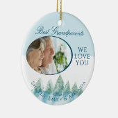 平和な冬の森の水の色の写真クリスマス セラミックオーナメント (右)