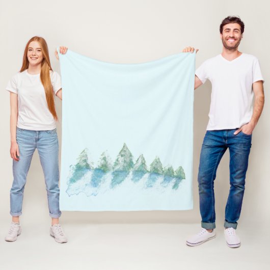 平和な冬の森の雪水の色スケッチ フリースブランケット (インサイチュ)