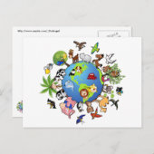 平和な動物界 – 世界中の動物 ポストカード (正面/裏面)