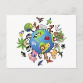 平和な動物界 – 世界中の動物 ポストカード (正面)