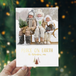 平和な地球のフォト エレガントなクリスマスのゴールドスクリプト 箔シーズンカード