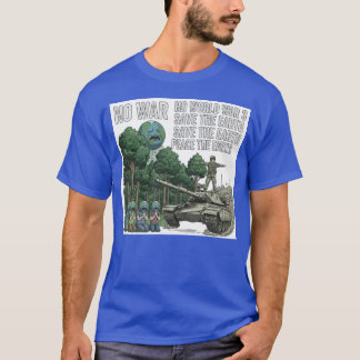 平和な地球" アンチウォータンクと地球キャラV Tシャツ