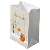 平和な地球 ミニマリスト フォックス 鳥 動物 ミディアムペーパーバッグ (正面アングル)