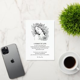 平和な女性、白黒のバラ 箔グリーティングカード