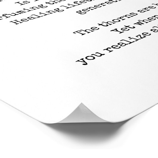 平和な女性、黒と白のバラの壁芸術 ポスター (角)