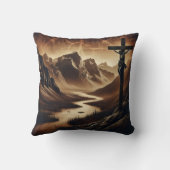 平和な山の中で十字架に掛かるイエス クッション (裏面)