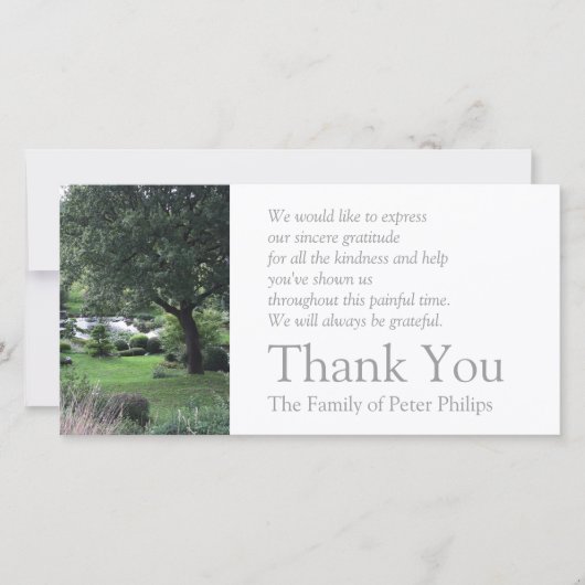 平和な庭6の悔やみや弔慰は2感謝していしています サンキューカード (正面)