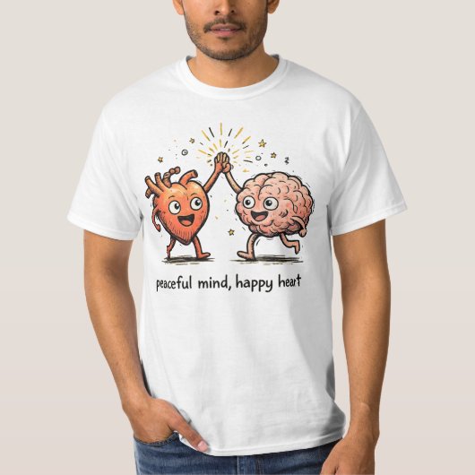 平和な心幸せなハートTシャツ Tシャツ (正面)