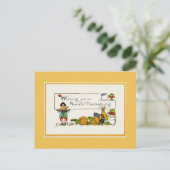 平和な感謝祭金ゴールドはがき シーズンポストカード (スタンド正面)