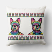 平和な手：ヨガブルドッグ絞り染め色 クッション (裏面)