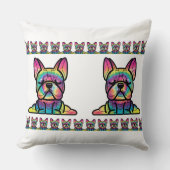 平和な手：ヨガブルドッグ絞り染め色 クッション (正面)