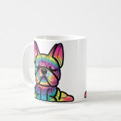 平和な手：ヨガブルドッグ絞り染め色 コーヒーマグカップ (正面左)