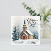 平和な教会のシーン宗教的なクリスマス シーズンカード (スタンド正面)