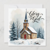 平和な教会のシーン宗教的なクリスマス シーズンカード (正面)