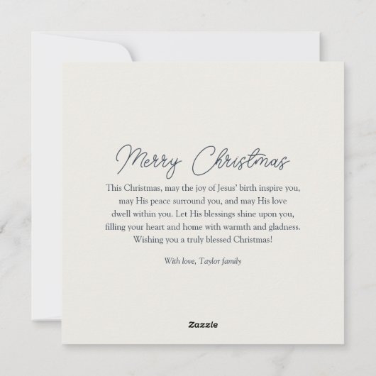 平和な教会のシーン宗教的なクリスマス シーズンカード (裏面)