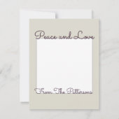 平和な新年フローラ平和のサインパーソナライズされた カード (裏面)