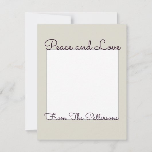 平和な新年フローラ平和のサインパーソナライズされた カード (裏面)