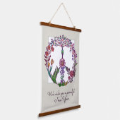 平和な新年フローラ平和のサインパーソナライズされた 吊り下げ型タペストリー (傾斜あり)