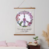 平和な新年フローラ平和のサインパーソナライズされた 吊り下げ型タペストリー (寝室)