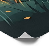 平和な景観と秋の木々の壁画 ポスター (角)