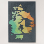 平和な森の中で鹿のシルエットを見る ジグソーパズル (縦)