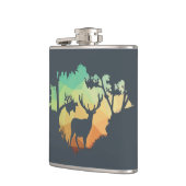 平和な森の中で鹿のシルエットを見る フラスク (左)