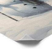 平和な森の雪だるまペア ポスター (角)