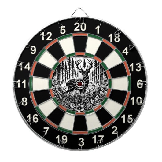 平和な森の鹿の標的デザイン ダーツボード (正面)