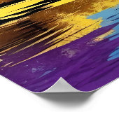 平和な湖に紫と黄色の木の反射 ポスター (角)