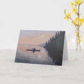 平和な湖のカヌー カード (黄色い花)